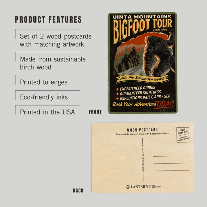 Uinta Mountains, Utah, Bigfoot Tour, Vintage Sign, Wood Sign and Postcards