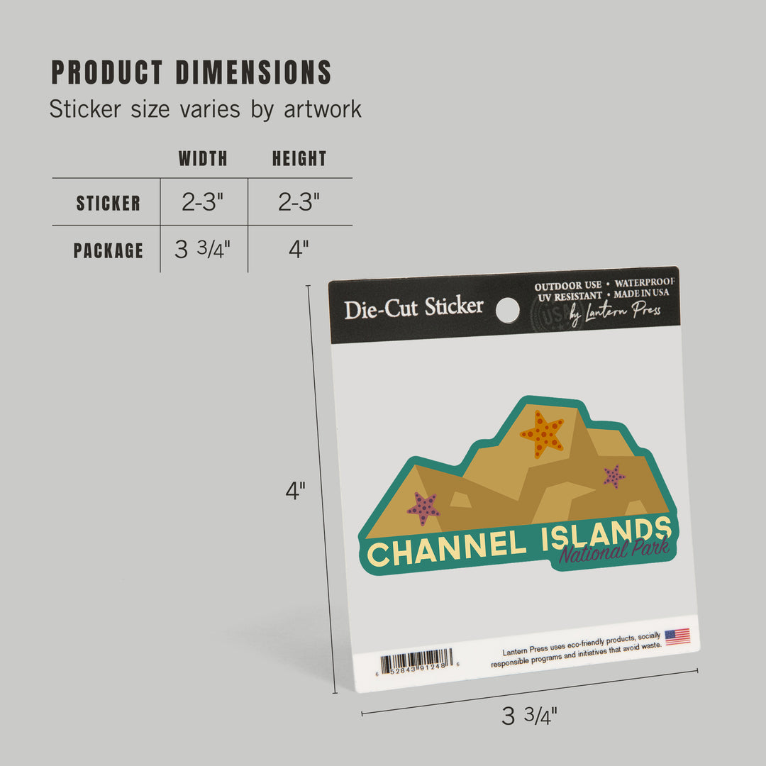 Channel Islands National Park, California, Starfish, Geometric, Contour, Vinyl Sticker