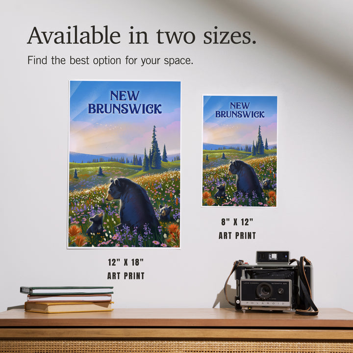 New Brunswick, Lithograph, Bear Family in Field art prints, metal signs