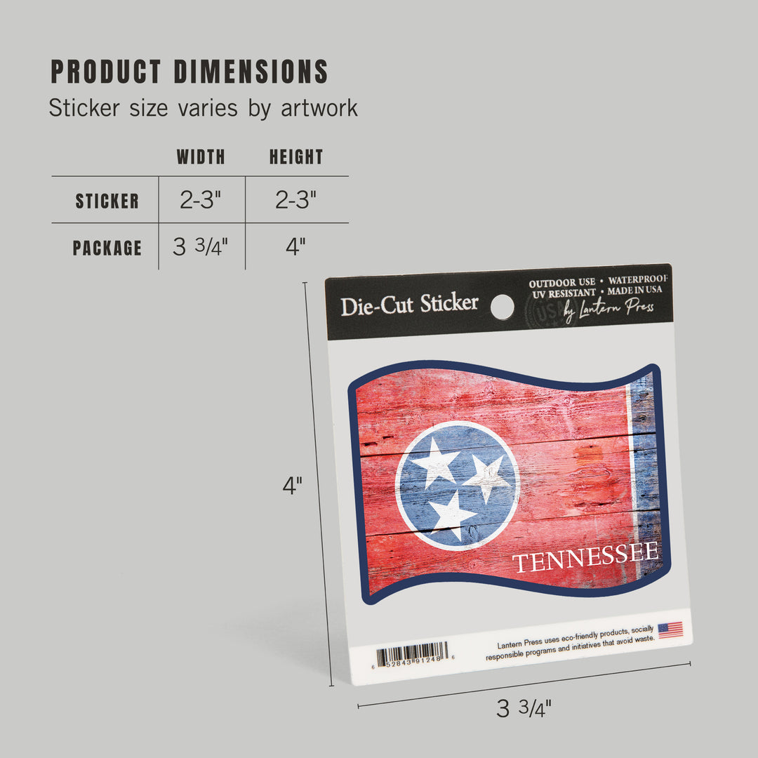 Rustic Tennessee State Flag, Contour, Vinyl Sticker
