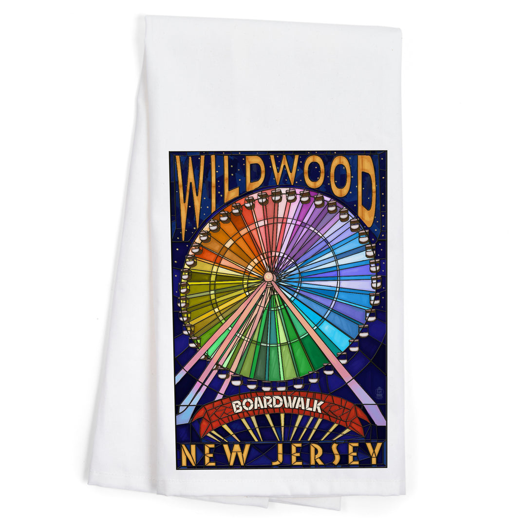 Wildwood, New Jersey, Boardwalk Ferris Wheel, Organic Cotton Kitchen Tea Towels