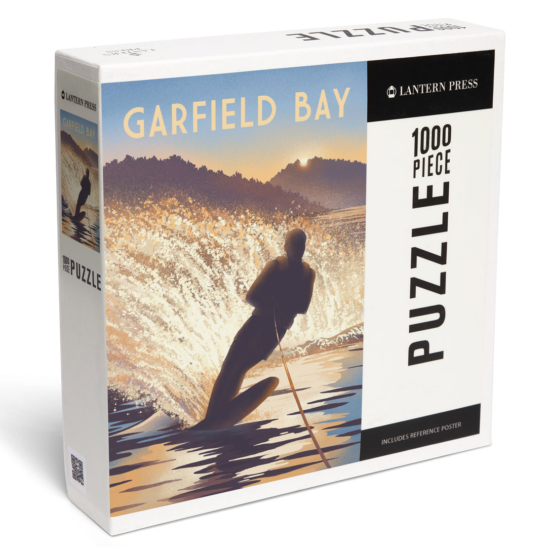 Garfield Bay, Idaho, Get Outside Series, Lithograph, Lean Into Adventure, Water Skiing, 1000 Piece Jigsaw Puzzle
