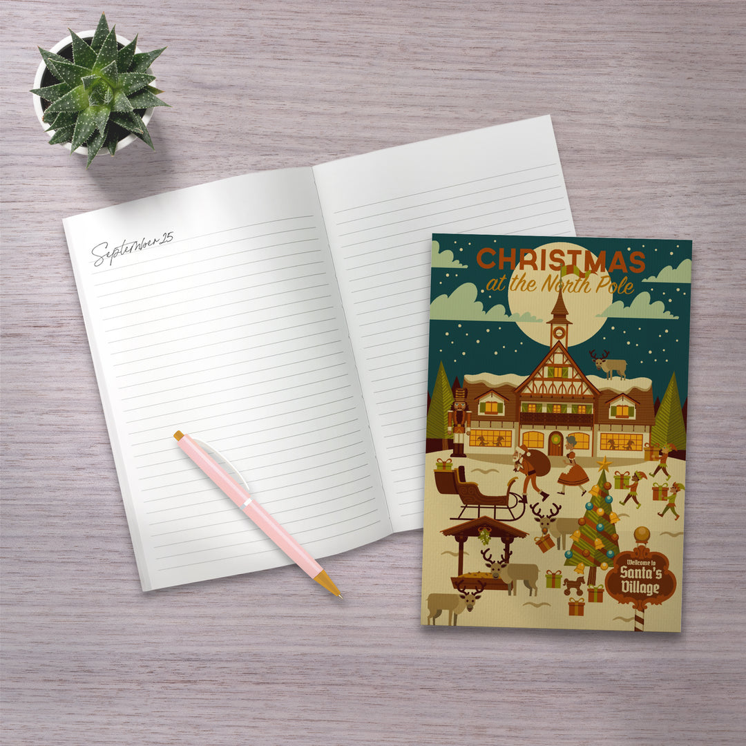 Lined 6x9 Journal, Christmas at the North Pole, Geometric, Lay Flat, 193 Pages, FSC paper