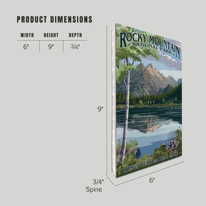 Lined 6x9 Journal, Rocky Mountain National Park, Colorado, Longs Peak and Bear Lake Press, Lay Flat, 193 Pages, FSC paper
