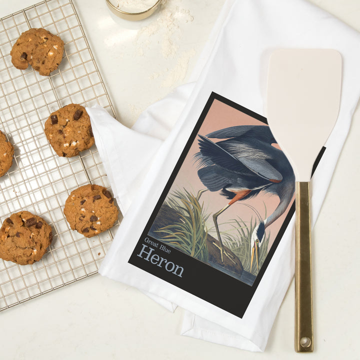 Audubon Birds of North America, Blue Heron, Organic Cotton Kitchen Tea Towels