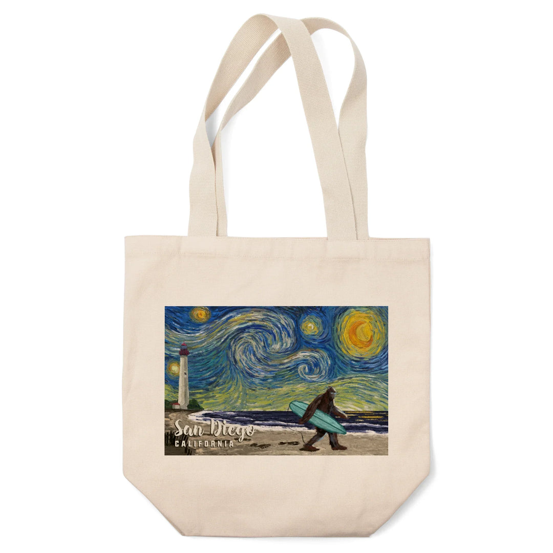 San Diego, California, Starry Night, Bigfoot on the Beach, Tote Bag