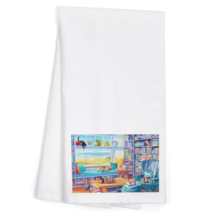 Literary Beach Cats, Organic Cotton Kitchen Tea Towels