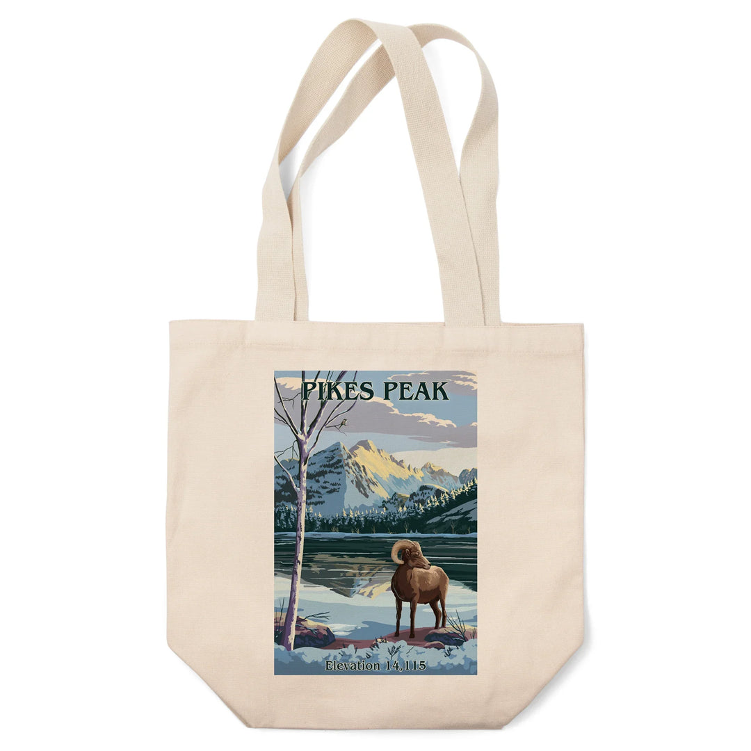 Pikes Peak National Park, Colorado, Winter at Pikes Peak, Painterly, Tote Bag
