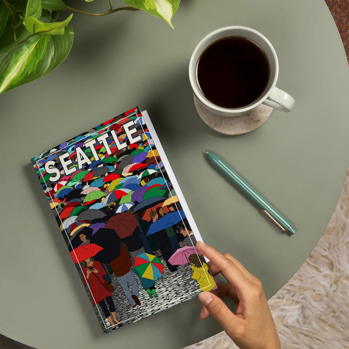 Lined 6x9 Journal, Seattle, Washington, Umbrellas, Lay Flat, 193 Pages, FSC paper