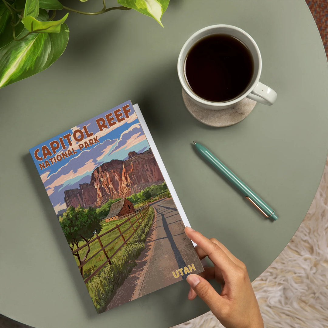 Lined 6x9 Journal, Capitol Reef National Park, Utah, Barn View, Painterly Series, Lay Flat, 193 Pages, FSC paper