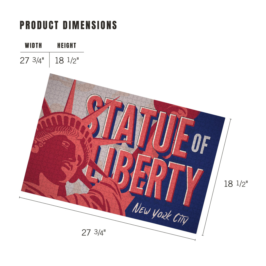 New York City, New York, Statue of Liberty, Red, White and Blue, Jigsaw Puzzle