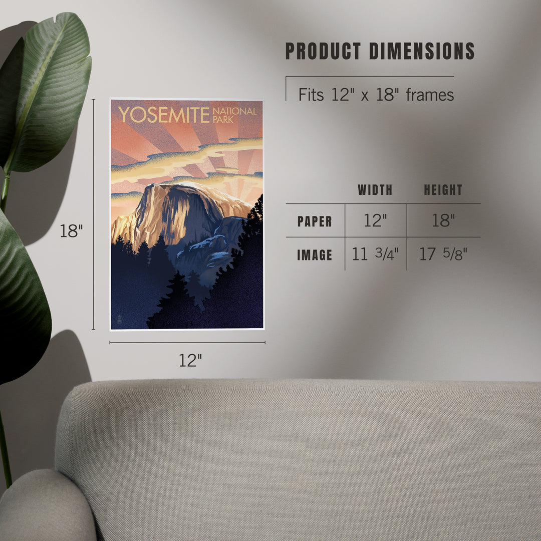 Yosemite National Park, California, Half Dome, Lithograph, Art & Giclee Prints