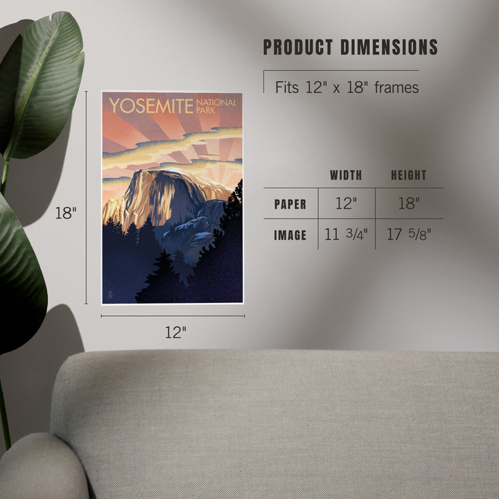 Yosemite National Park, California, Half Dome, Lithograph, Art & Giclee Prints