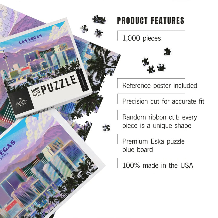 Las Vegas, Nevada, Lithograph, City Series, Jigsaw Puzzle