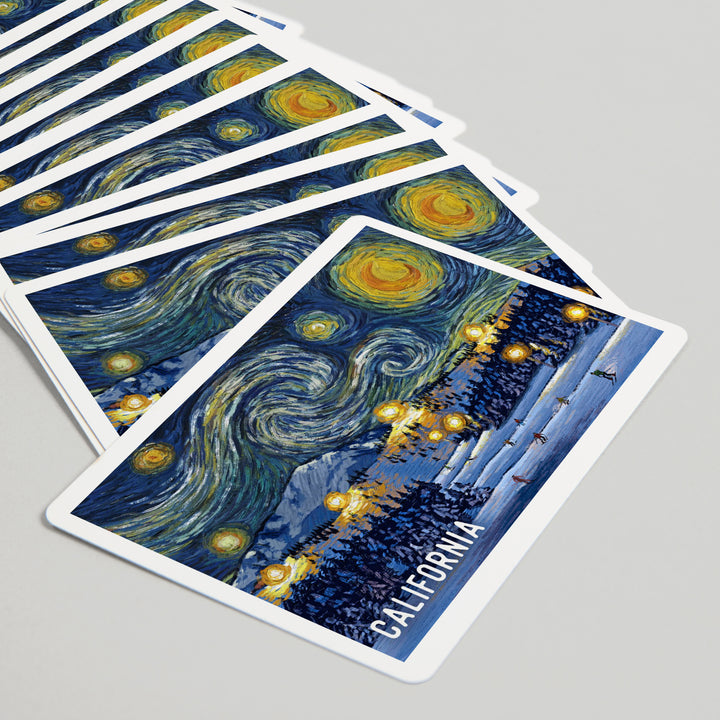Playing Cards, California, Starry Night, Ski Resort, 52 Card Deck with Jokers in Box, Unique Art