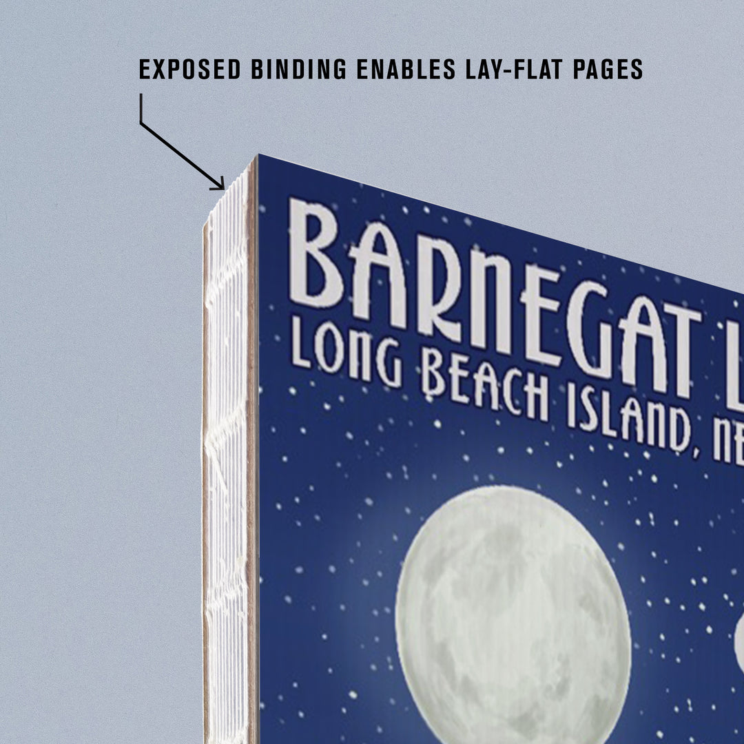 Lined 6x9 Journal, Long Beach Island, New Jersey, Barnegat Lighthouse Christmas Scene, Lay Flat, 193 Pages, FSC paper