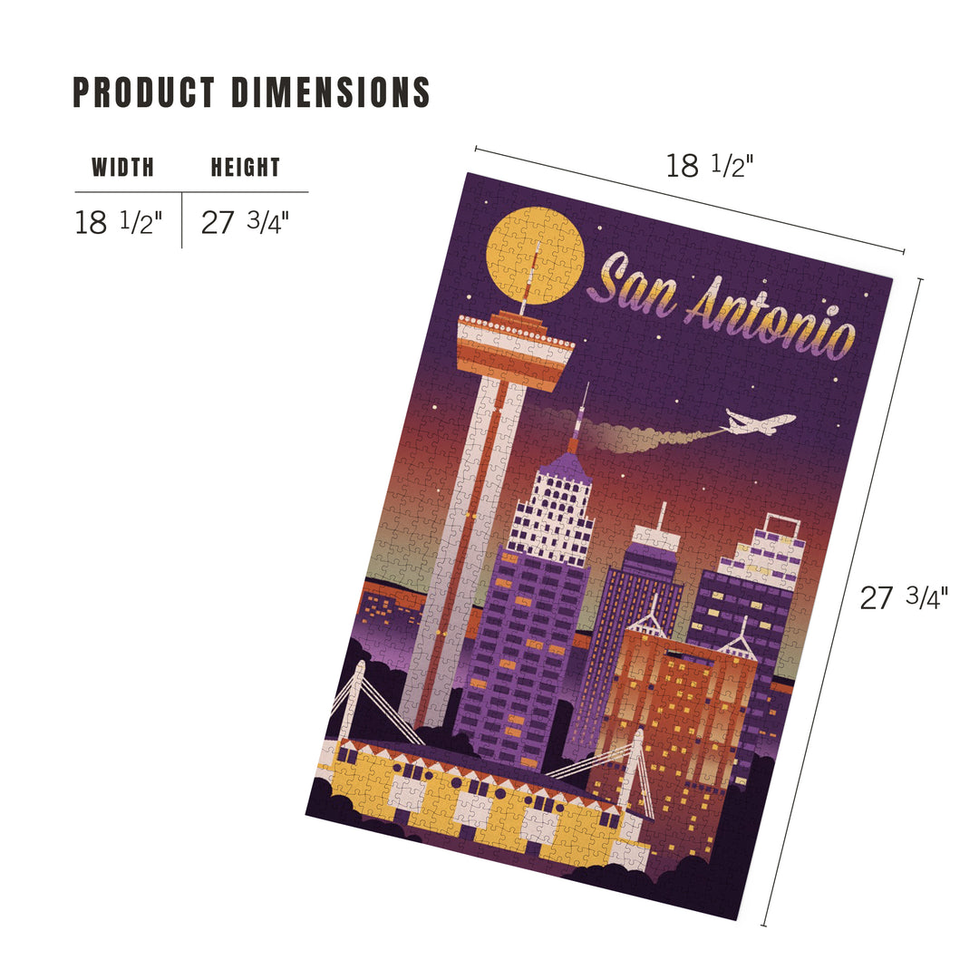 San Antonio, Texas, Retro Skyline Chromatic Series, Jigsaw Puzzle
