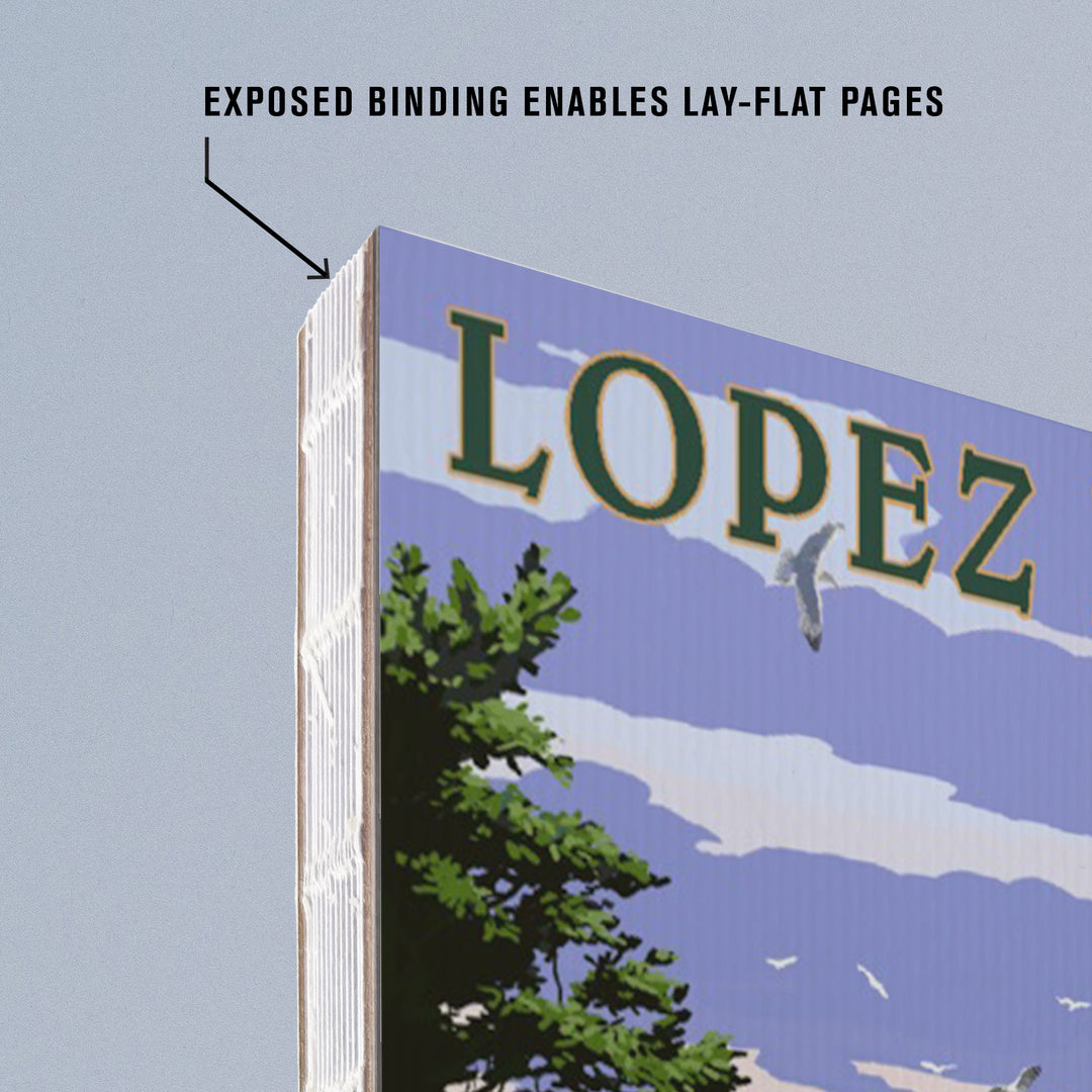 Lined 6x9 Journal, Lopez Island, Washington, Coastal Scene, Lay Flat, 193 Pages, FSC paper