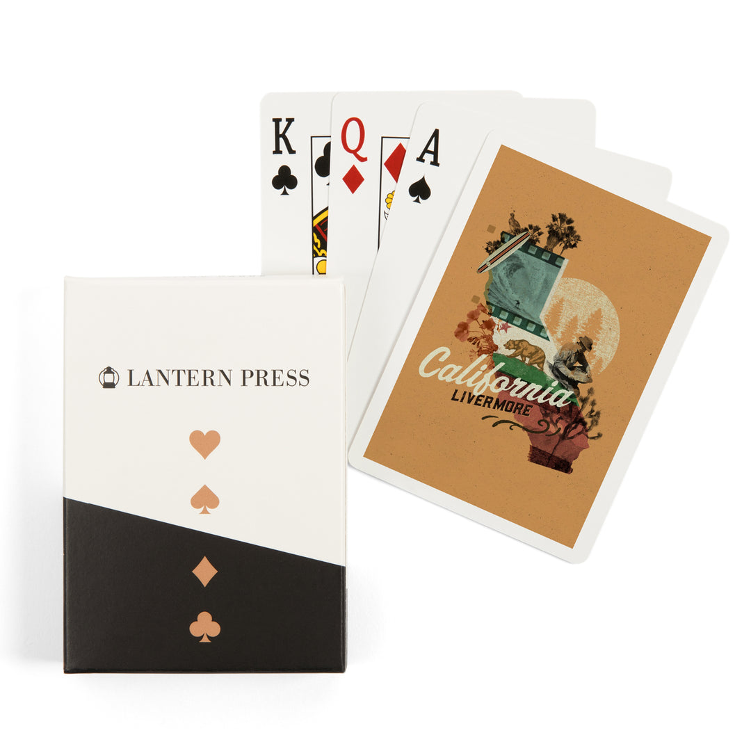 Playing Cards, Livermore, California, State Photomontage, State Series, 52 Card Deck with Jokers in Box, Unique Art
