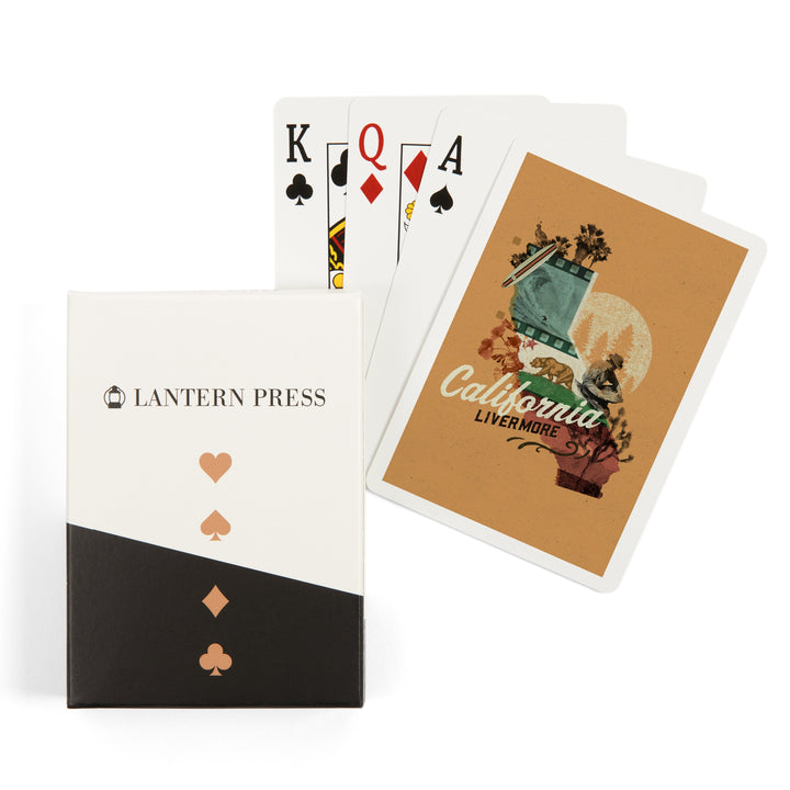 Playing Cards, Livermore, California, State Photomontage, State Series, 52 Card Deck with Jokers in Box, Unique Art