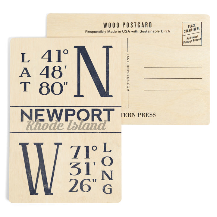 Newport, Rhode Island, Latitude and Longitude, Wood Sign and Postcards