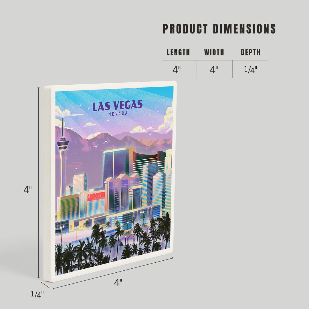 Las Vegas, Nevada, Lithograph, City Series, Coasters