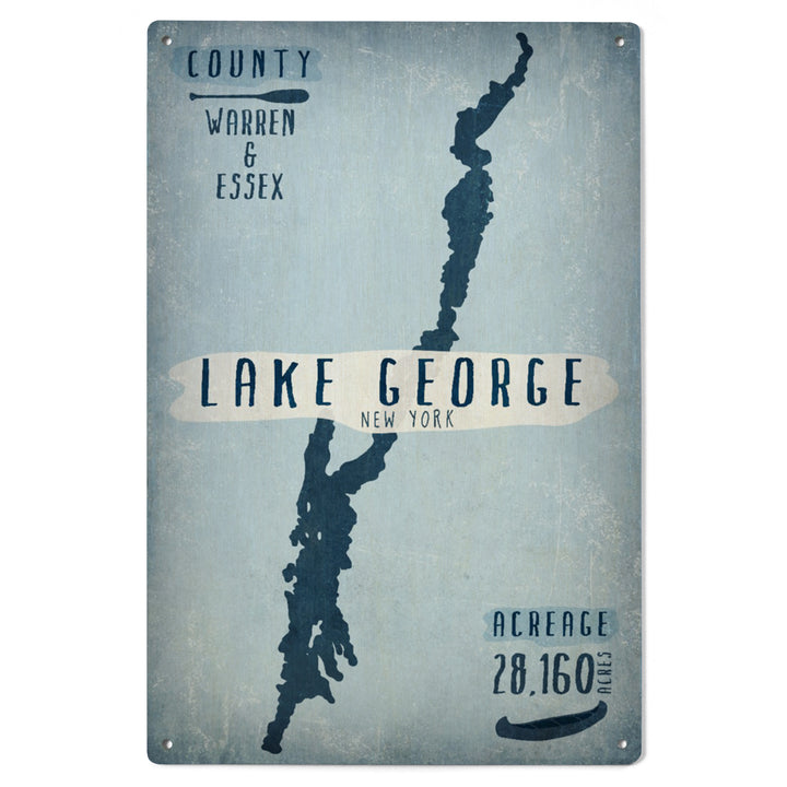 Lake George, New York, Lake Essentials, Shape, Acreage & County, Lantern Press Artwork, Wood Signs and Postcards