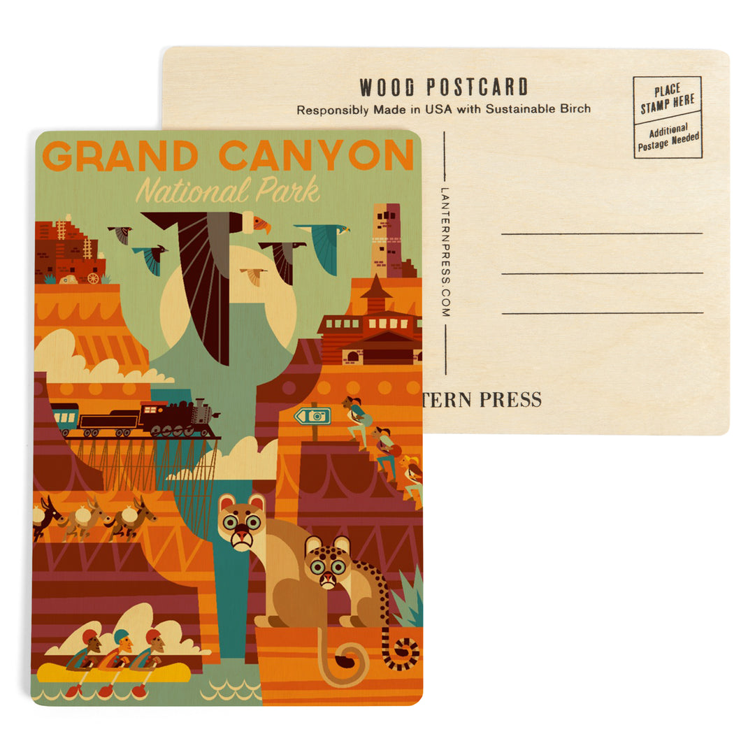 Grand Canyon National Park, Arizona, Geometric, Wood Sign and Postcards