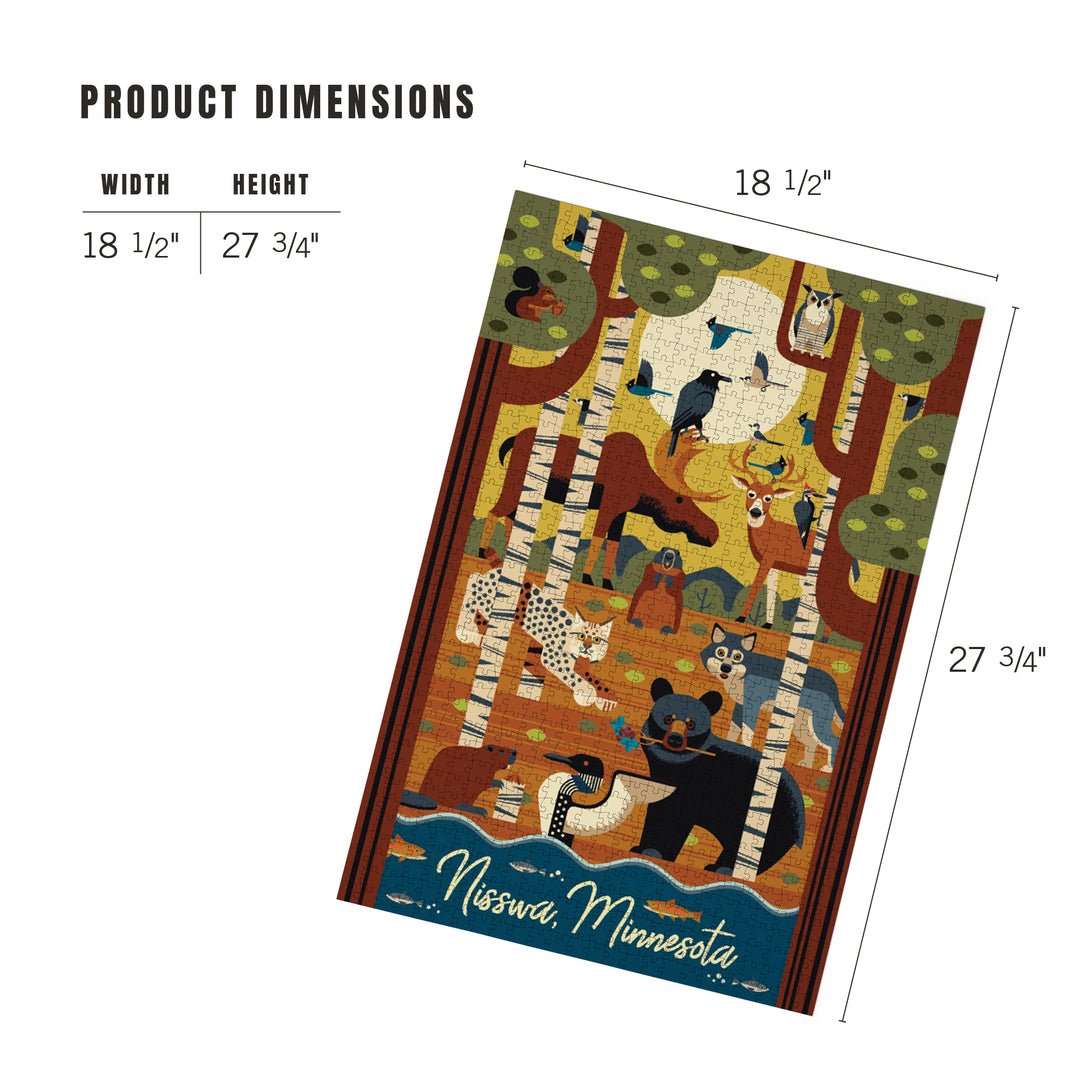 Nisswa, Minnesota, Geometric, Forest Animals, 1000 Piece Jigsaw Puzzle