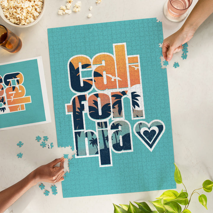 California, State Love Graphic, 1000 Piece Jigsaw Puzzle