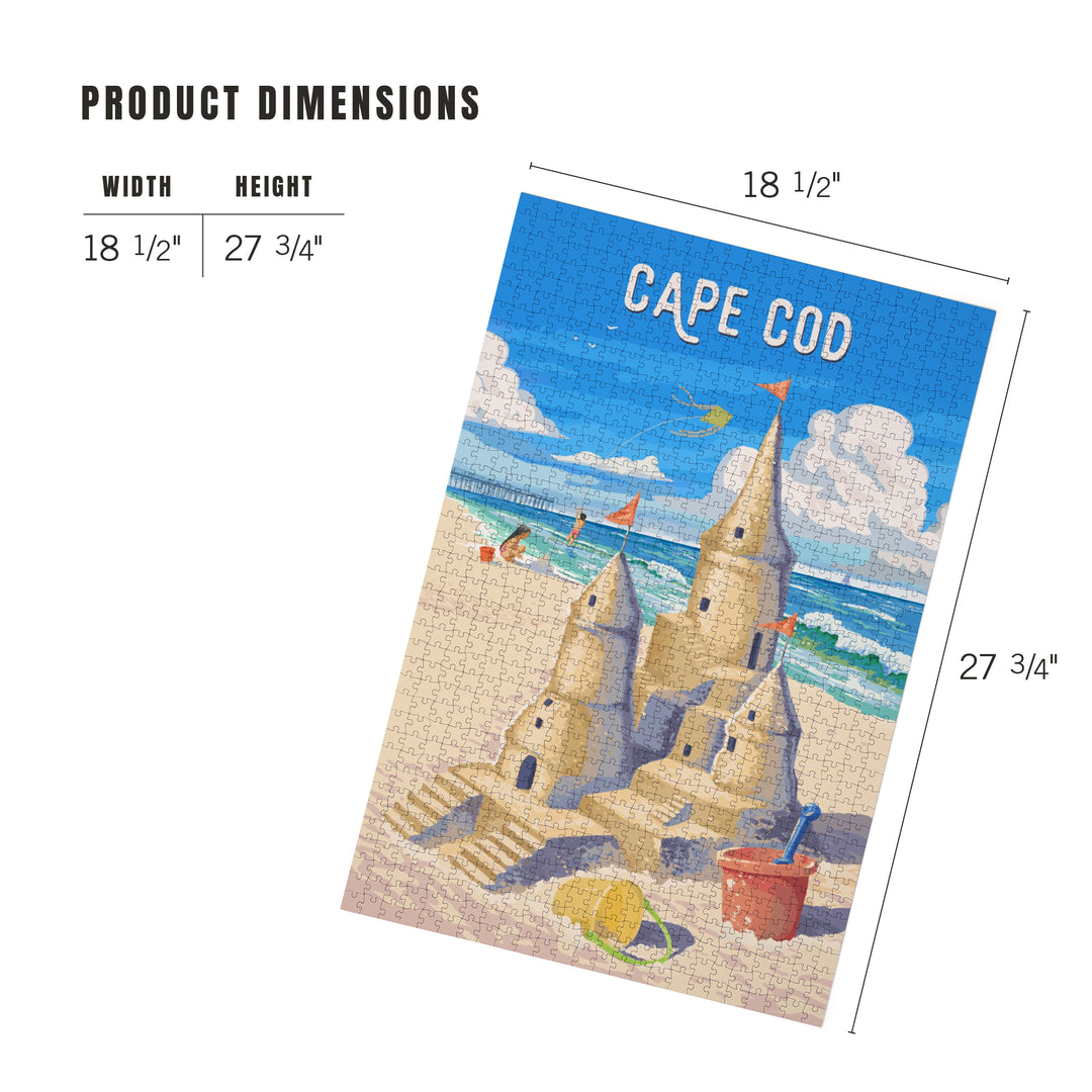 Cape Cod, Massachusetts, Painterly, Soak Up Summer, Sand Castle, 1000 Piece Jigsaw Puzzle
