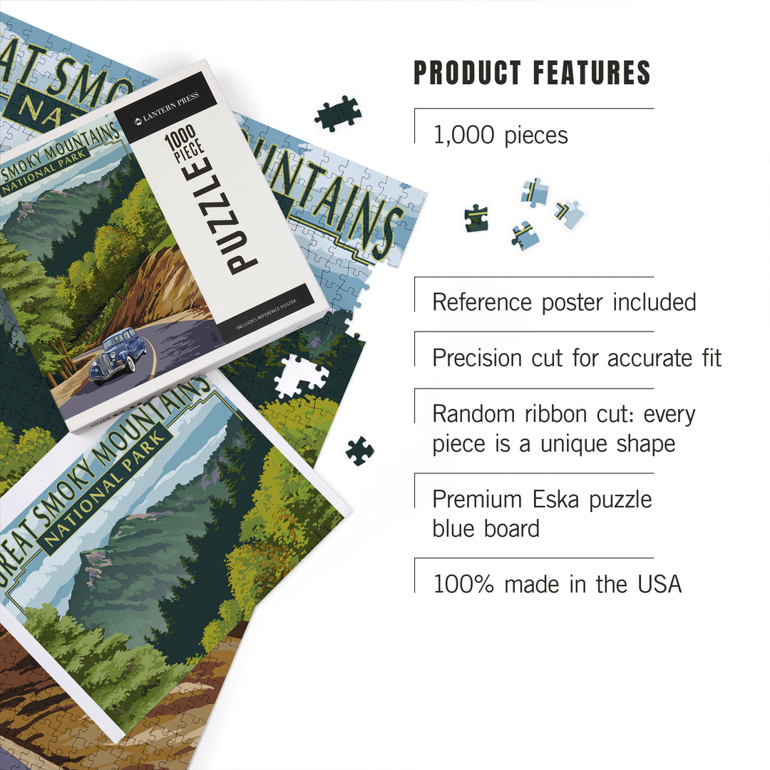Great Smoky Mountains National Park, Tennessee, Chimney Tops and Road, Jigsaw Puzzle