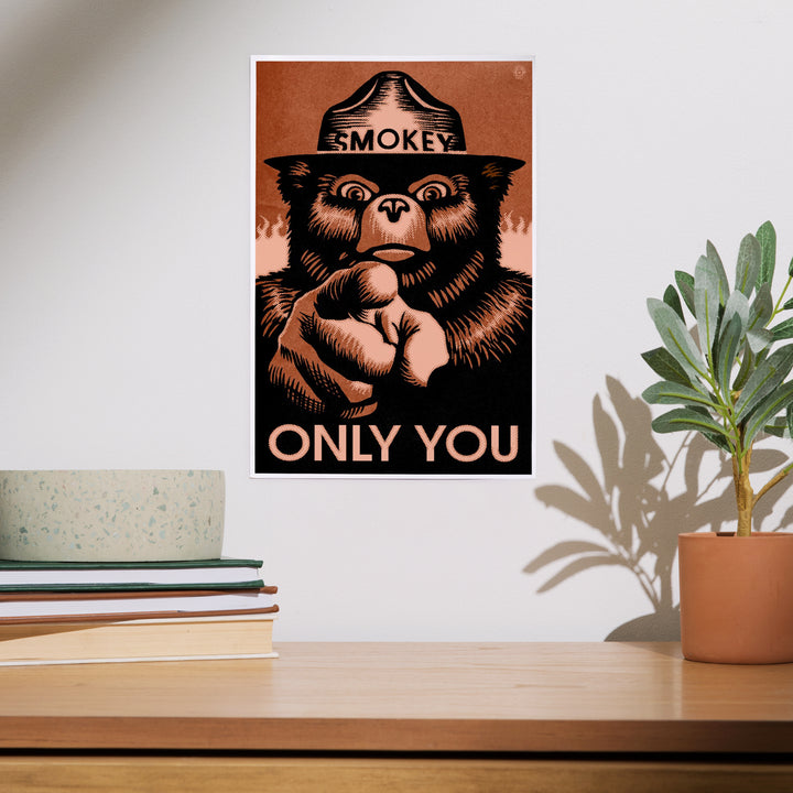 Smokey Bear, Only You, Halftone Red, Officially Licensed, Art & Giclee Prints