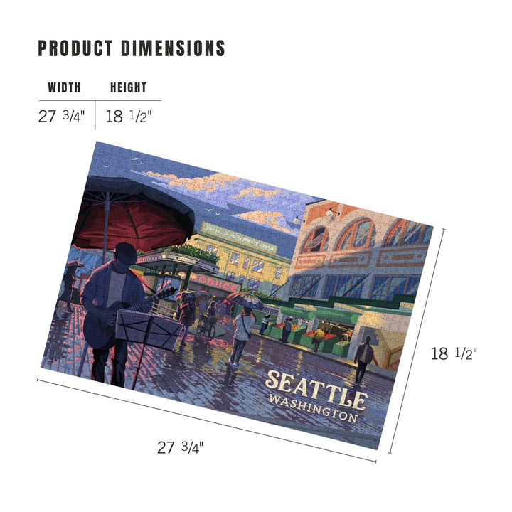Seattle, Washington, Painterly, Public Market, 1000 Piece Jigsaw Puzzle