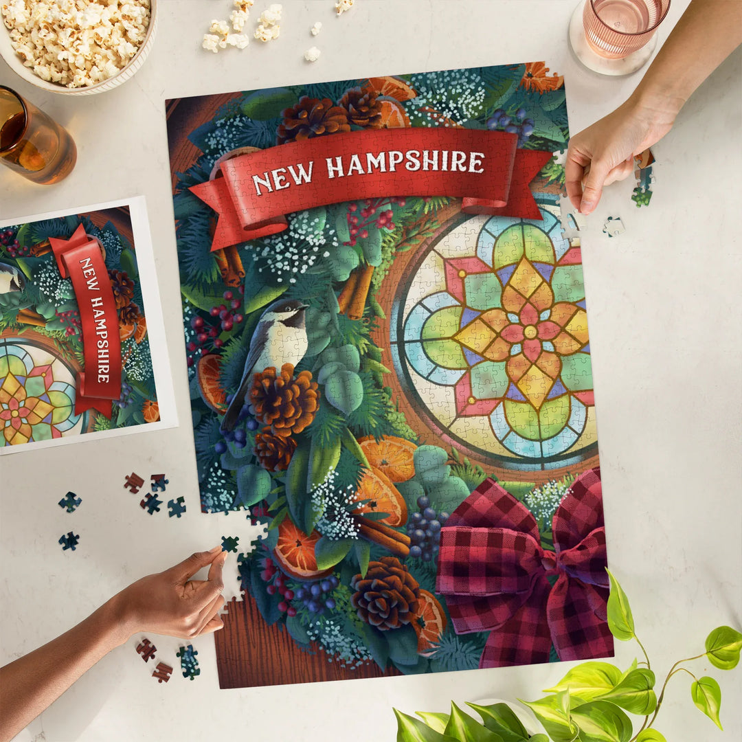 New Hampshire, Front Door with Christmas Wreath, 1000 Piece Jigsaw Puzzle