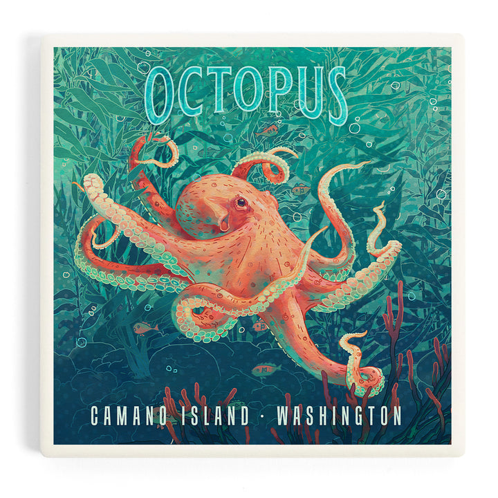 Camano Island, Washington, Fluid Linework, Octopus, Coasters