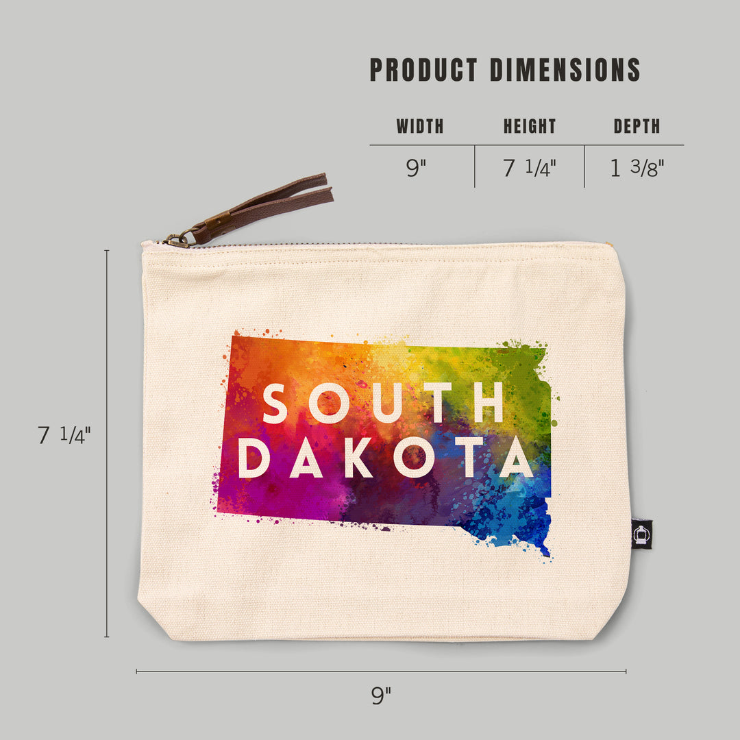 South Dakota, State Abstract Watercolor, Contour, Lantern Press Artwork, Accessory Go Bag