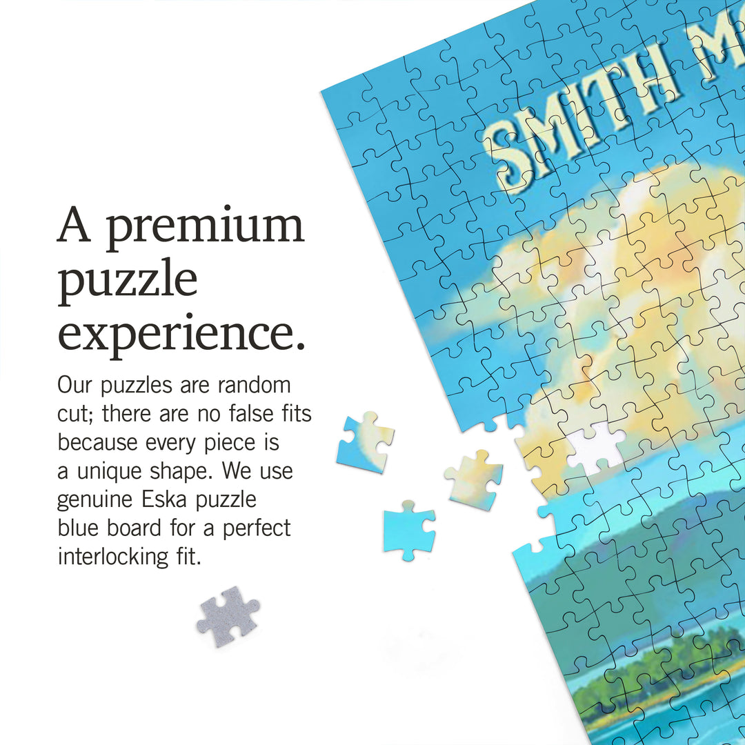 Smith Mountian Lake, Virginia, Oil Painting, Houseboat on Smith Mountain Lake, 1000 Piece Jigsaw Puzzle
