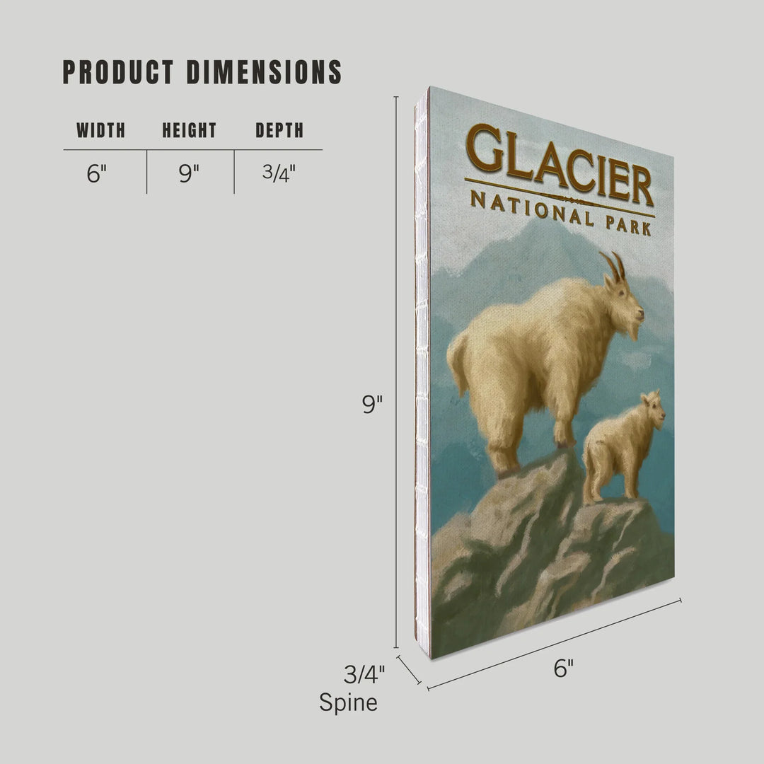 Lined 6x9 Journal, Glacier National Park, Montana, Oil Painting, Mountain Goats, Lay Flat, 193 Pages, FSC paper