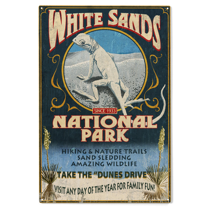 White Sands National Park, New Mexico, Lizard, Wood Sign and Postcards