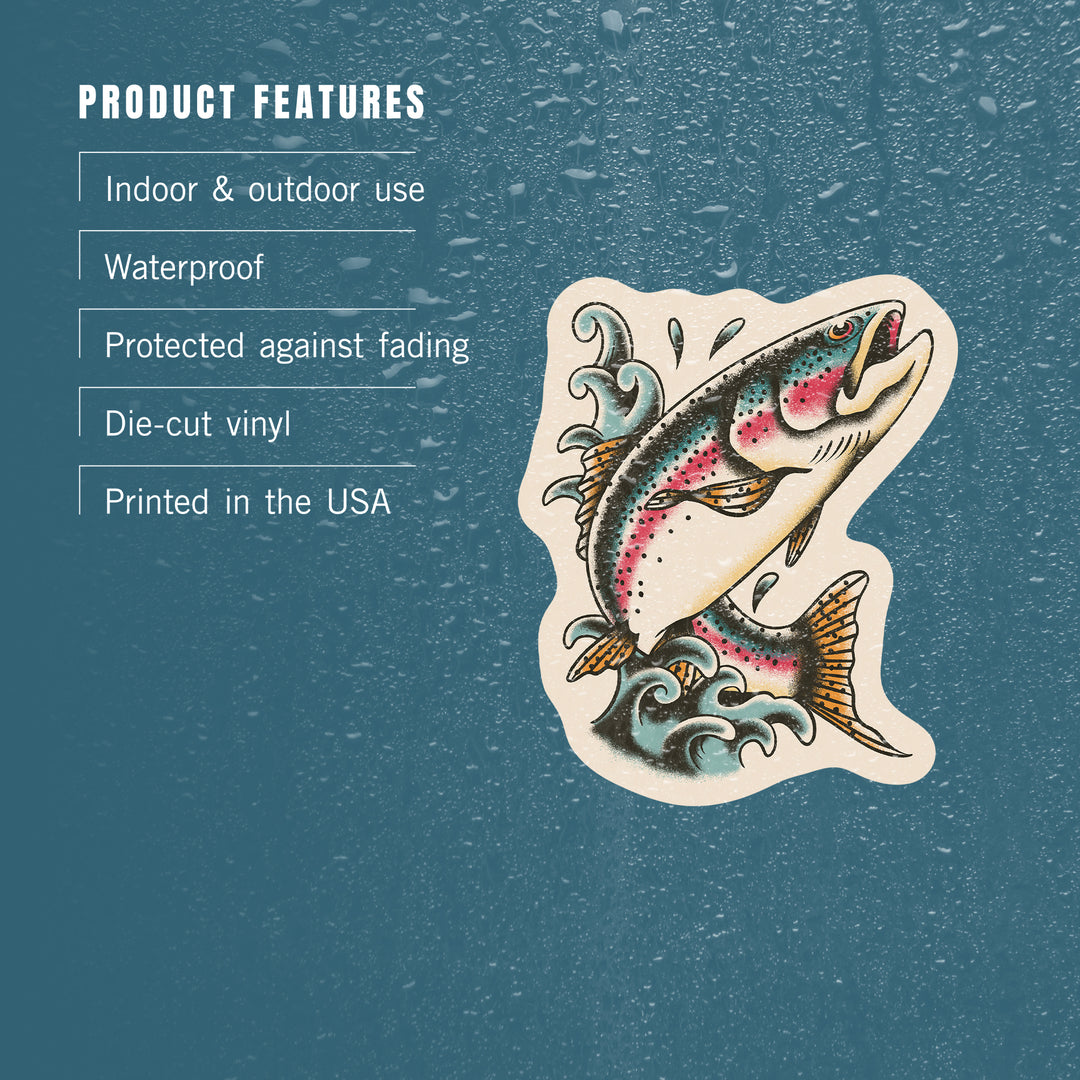 American Traditional, Trout Fishing, Vinyl Sticker