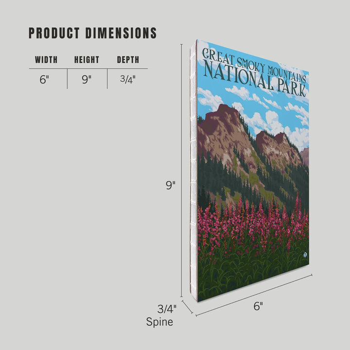 Lined 6x9 Journal, Great Smoky Mountains National Park, Tennessee, Fireweeds, Lay Flat, 193 Pages, FSC paper