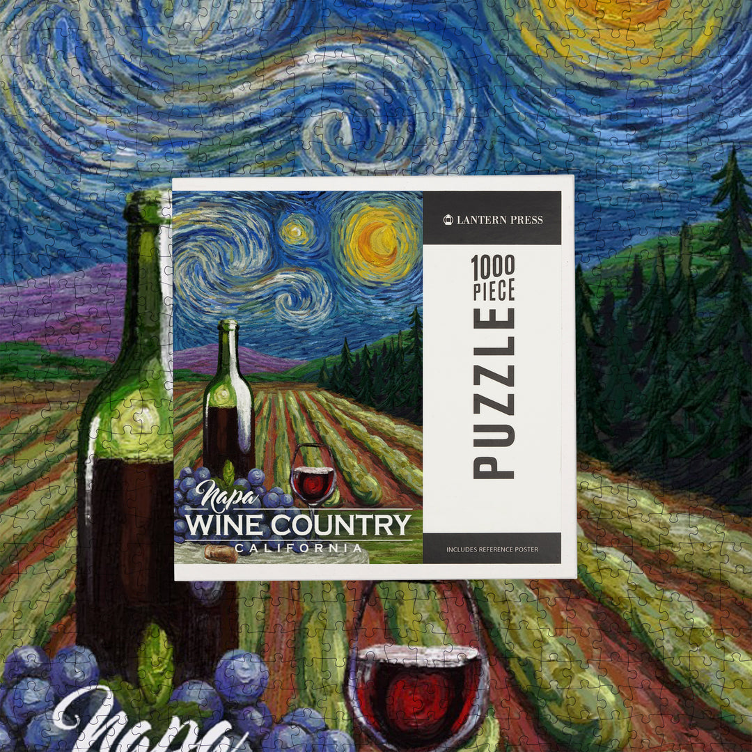 Napa, California, Wine Country, Vineyard, Starry Night, Jigsaw Puzzle
