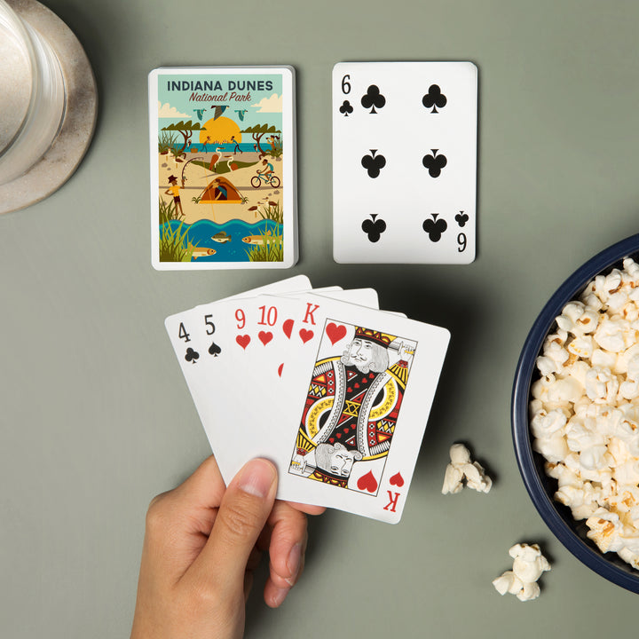 Playing Cards, Indiana Dunes National Park, Indiana, Geometric National Park Series, 52 Card Deck with Jokers in Box, Unique Art