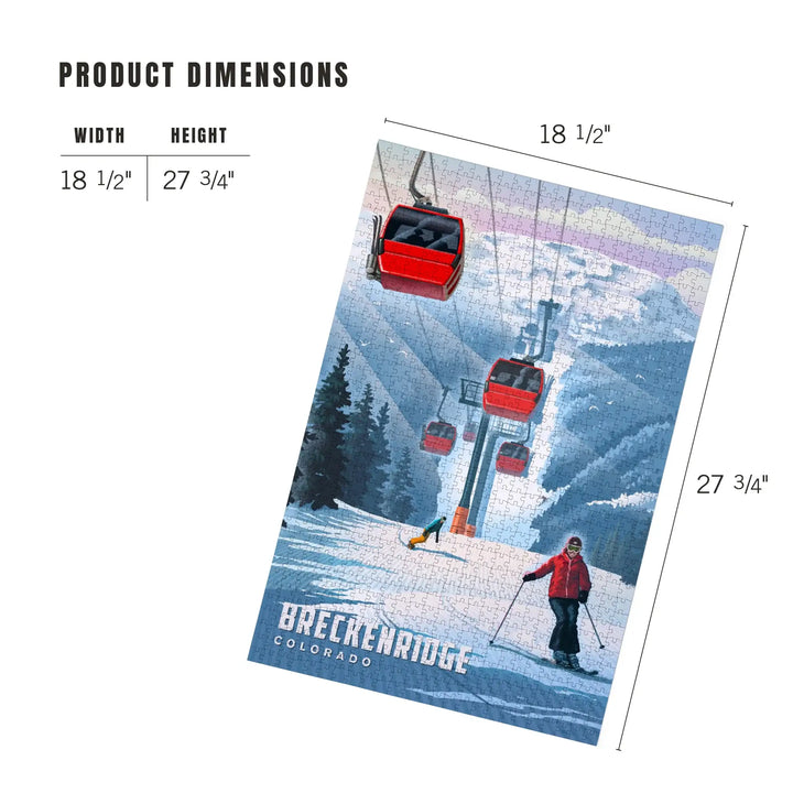 Breckenridge, Colorado, Lithograph, Gondolas, Jigsaw Puzzle