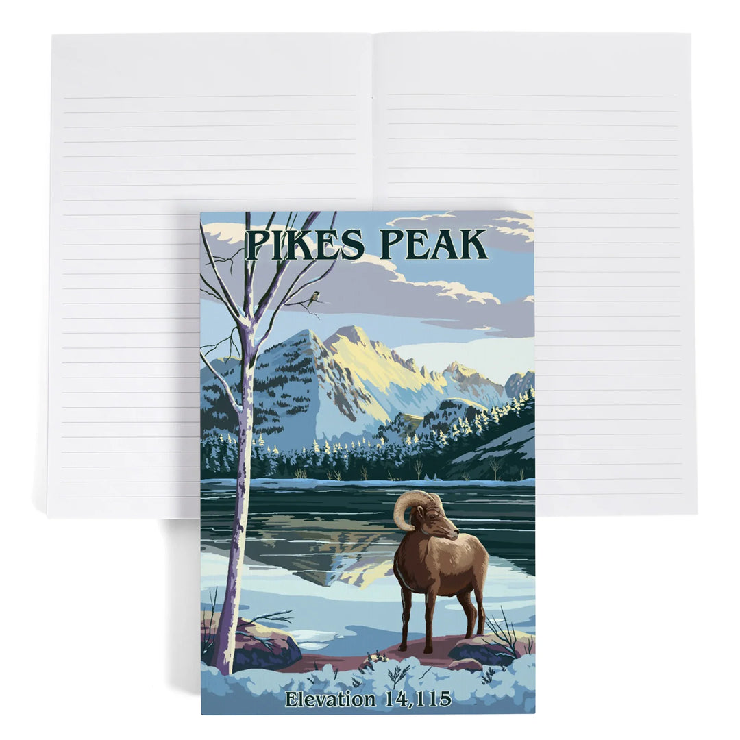 Lined 6x9 Journal, Pikes Peak National Park, Colorado, Winter at Pikes Peak, Painterly, Lay Flat, 193 Pages, FSC paper