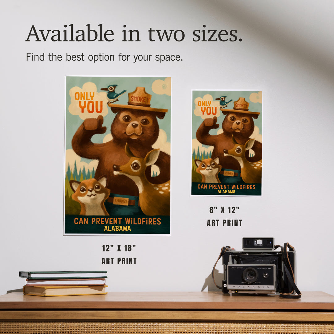 Alabama, Oil Painting, Smokey Bear, Only You Can Prevent Wildfires, Art & Giclee Prints