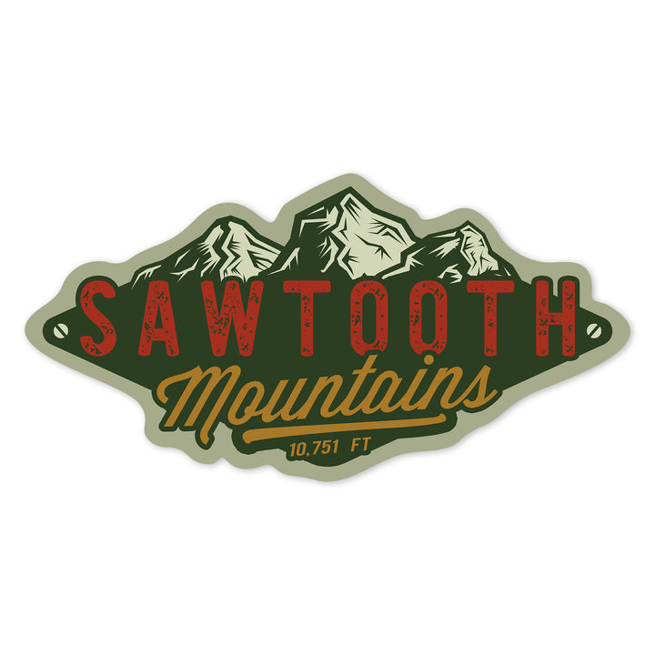 Sawtooth Mountains, Idaho, Mountains, Contour, Vinyl Sticker