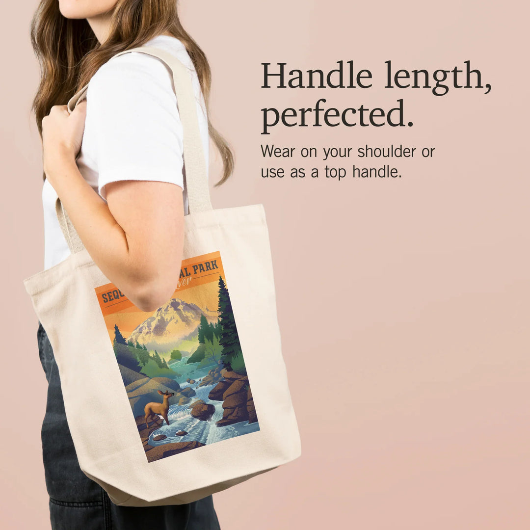 Sequoia National Park, California, Kaweah River, Lithograph, Tote Bag