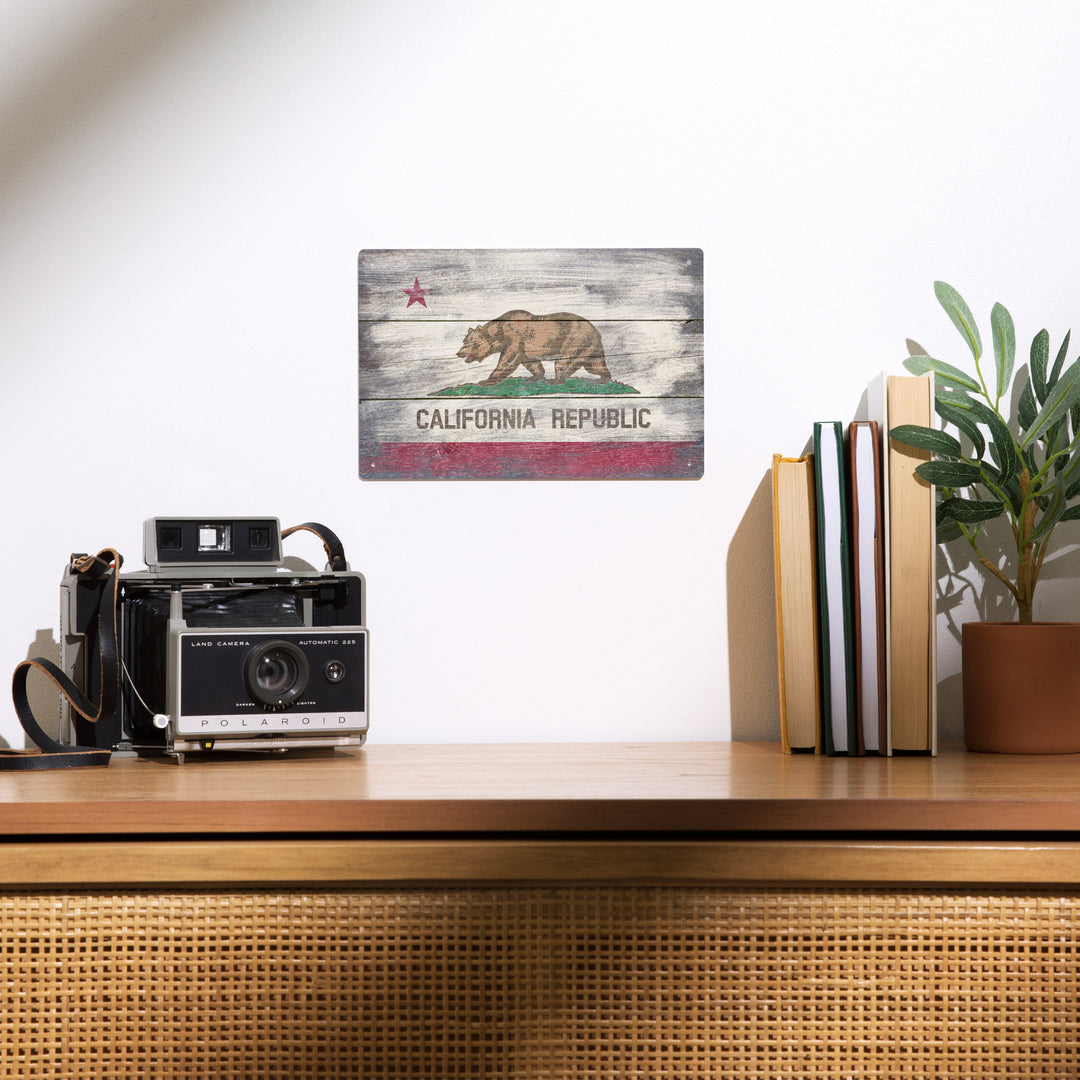 Rustic California State Flag, Metal Signs